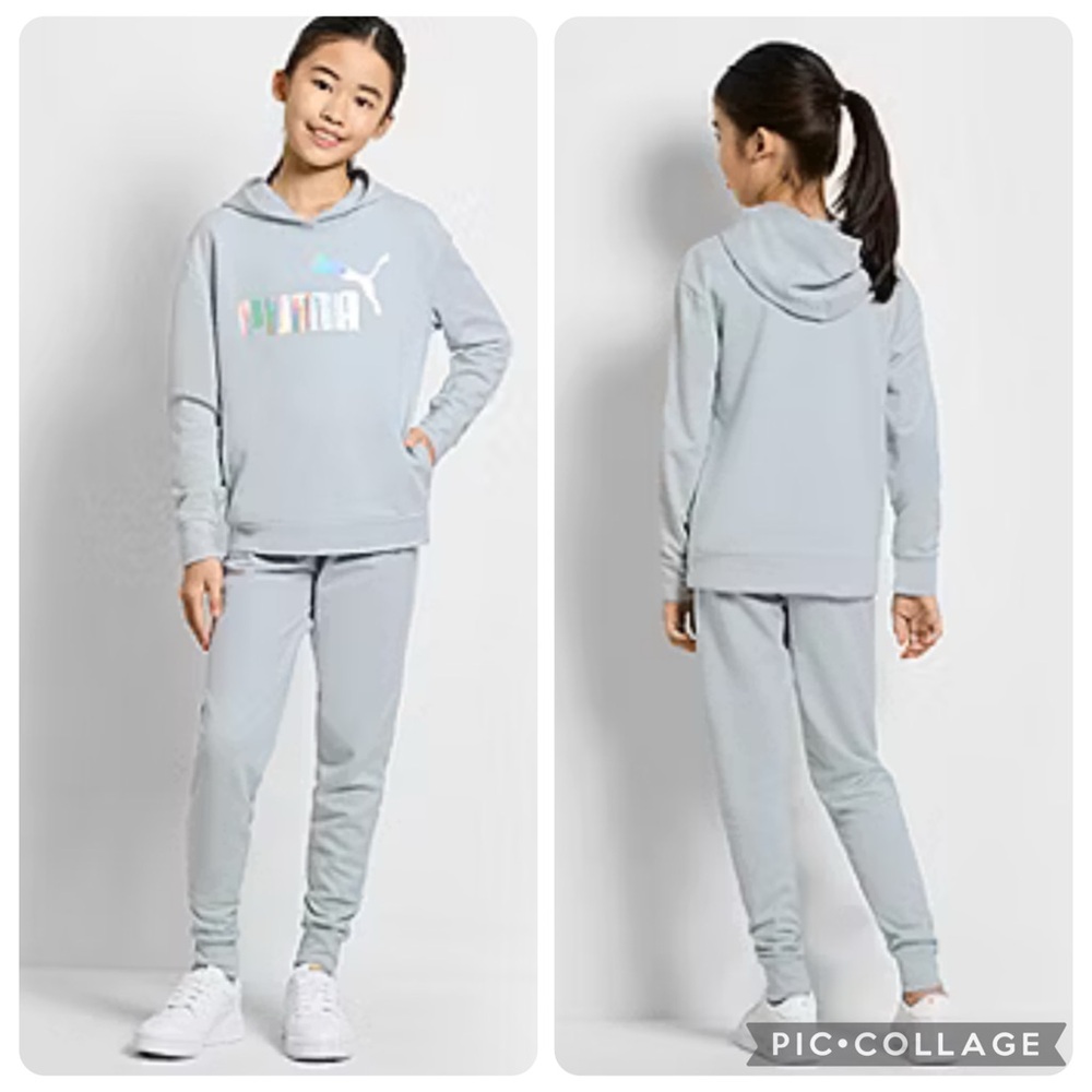 Girls Puma Hoodie Set